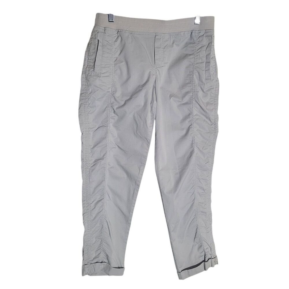Eddie Bauer Ruched Pull On Casual Pants Women's Size 8 Khaki Cotton Hiking Comfy
